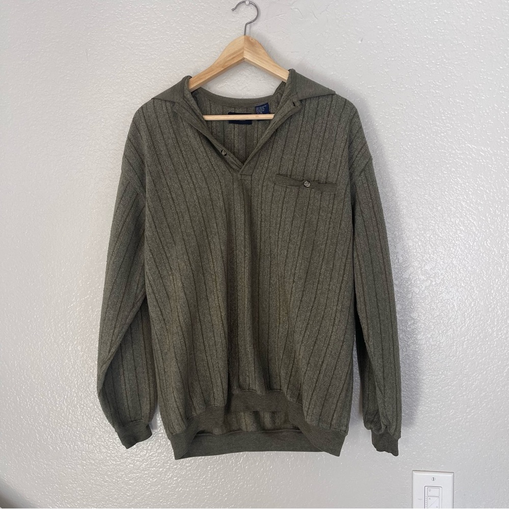 Vintage Safe Harbor Sportswear Green Long Sleeve Button Down Size Medium